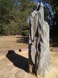 Rock in the center of the labyrinth at Mercy Center