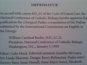 imprimatur Imprimatur for the ICEL Psalter